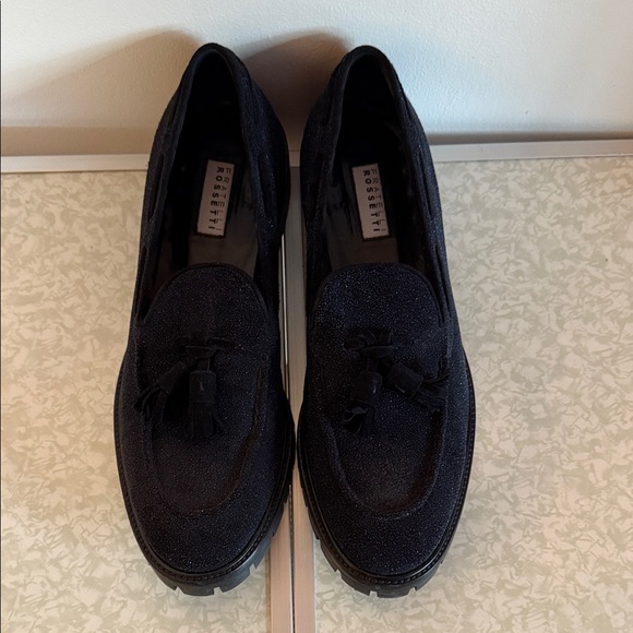 Fratelli Rossetti Navy Black Sparkly Loafers with Tassels - Picture 1 of 7